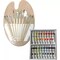 18 ACRYLIC COLOR Painting Paint Set + 12 Brush Set with Wood Palette Artist SET